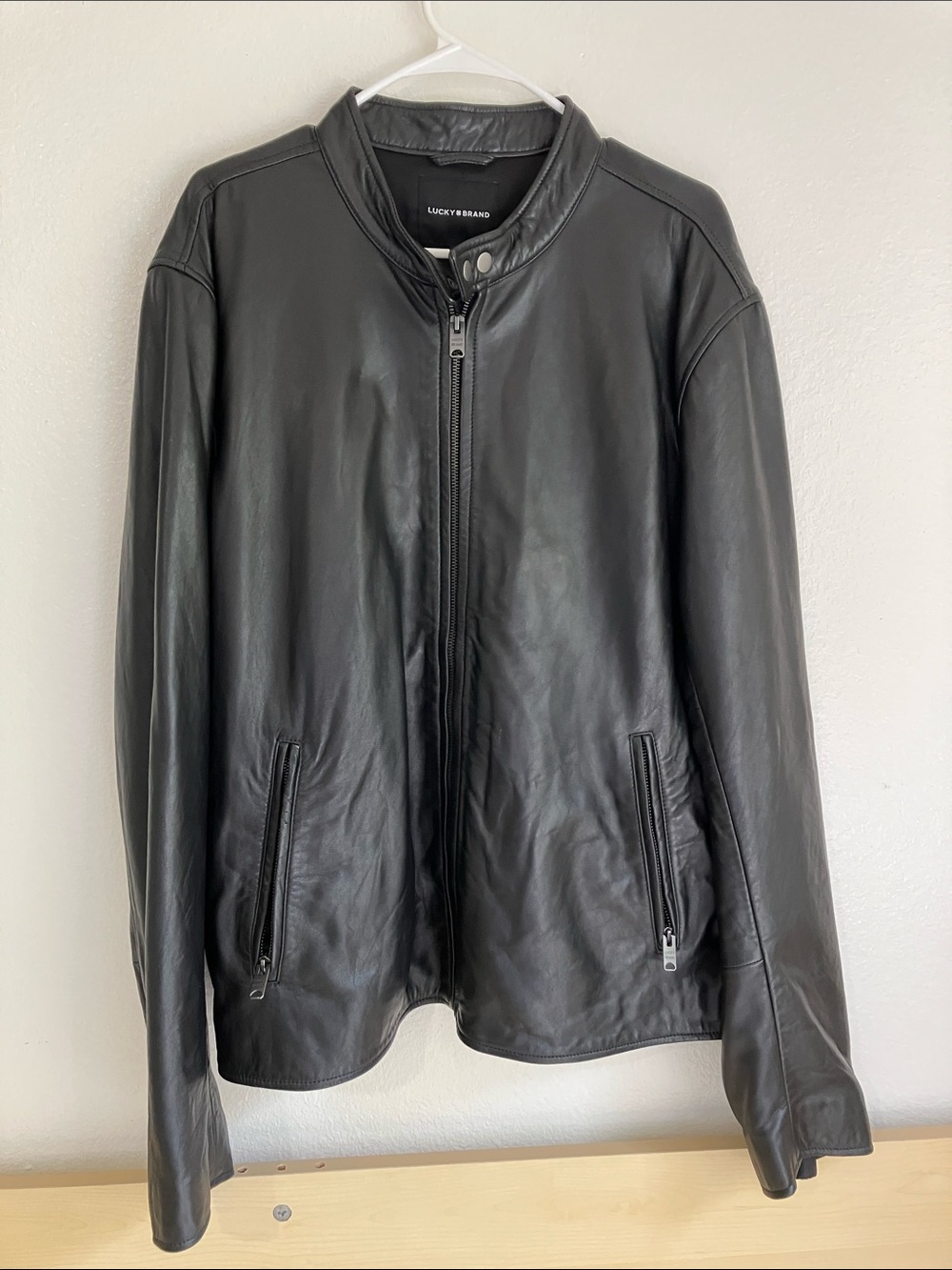 Lucky Brand Black Leather Bomber Jacket